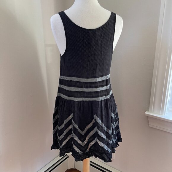 Free People Black & Gray Tiered Dress Size M - Picture 3 of 5
